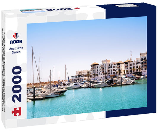 Noah Jigsaw Puzzle Agadir Marina in Morocco. Popular tourist area with luxury apartments, boats in harbor, shops and restaurants. Moroccan seaside resort on shore of Atlantic ocean in Africa 2000 pieces
