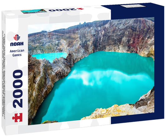 Noah Jigsaw Puzzle Crater lakes Danau Alapola and Kootainuamuri, Volcano Kelimutu, Island Flores, Indonesia, Southeast Asia. Panoramic view of Crater lakes of Volcano Kelimutu, Flores, Indonesia 2000 pieces