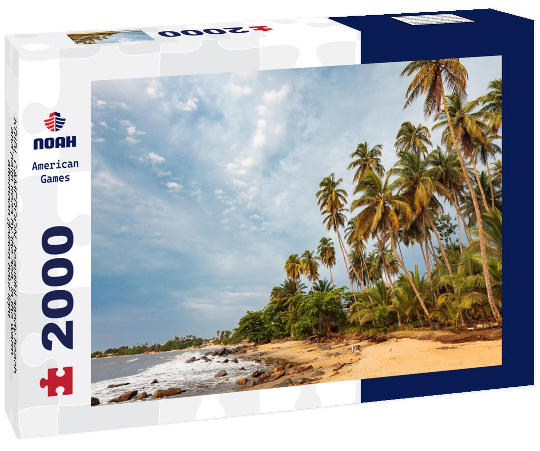 Noah Jigsaw Puzzle KRIBI, CAMEROON, beautiful sandy beach and palm trees by the sea, in the warm afternoon golden hour light 2000 pieces