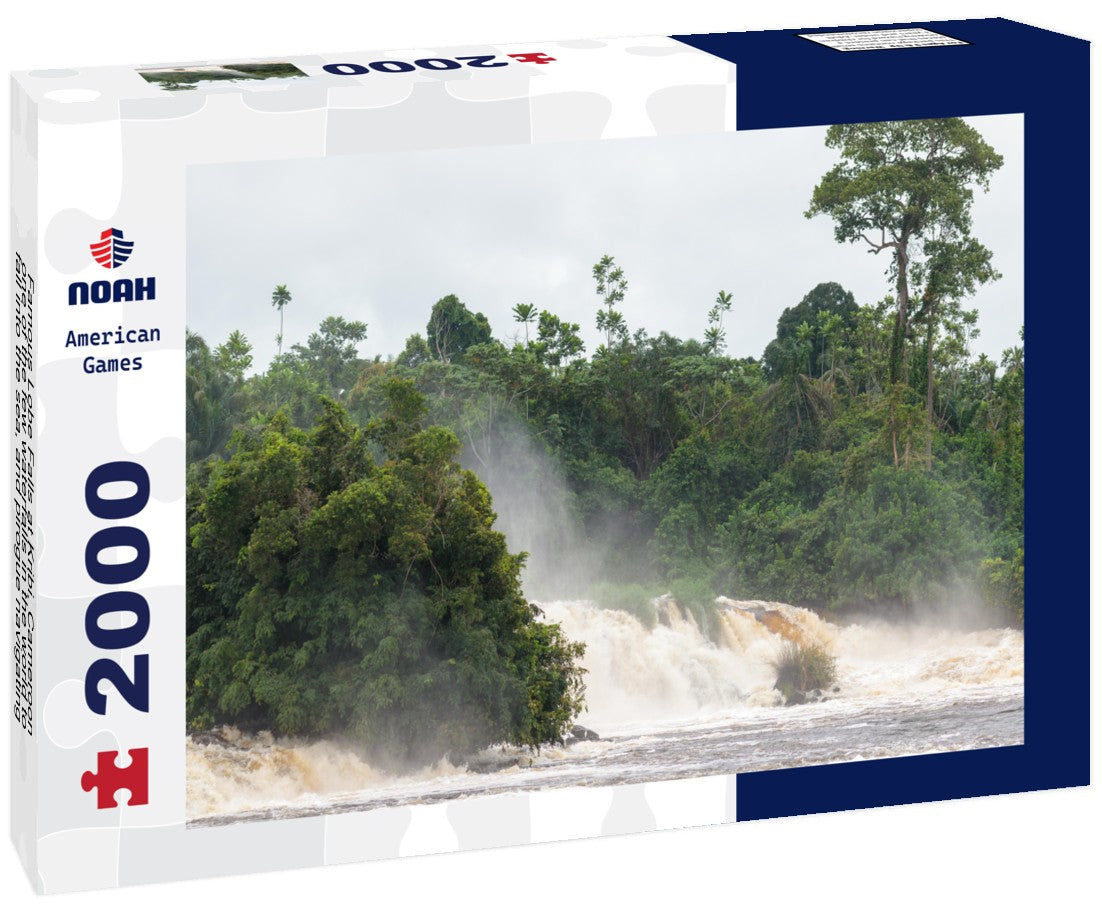 Noah Jigsaw Puzzle Famous Lobe Falls at Kribi, Cameroon, one of the few waterfalls in the world to fall into the sea, and pirogue navigating 2000 pieces