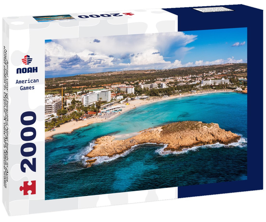 Noah Jigsaw Puzzle Aerial view of beautiful Nissi beach in Ayia Napa, Cyprus. Nissi beach in Ayia Napa famous tourist beach in Cyprus. A view of a azzure water and Nissi beach in Aiya Napa, Cyprus 2000 pieces