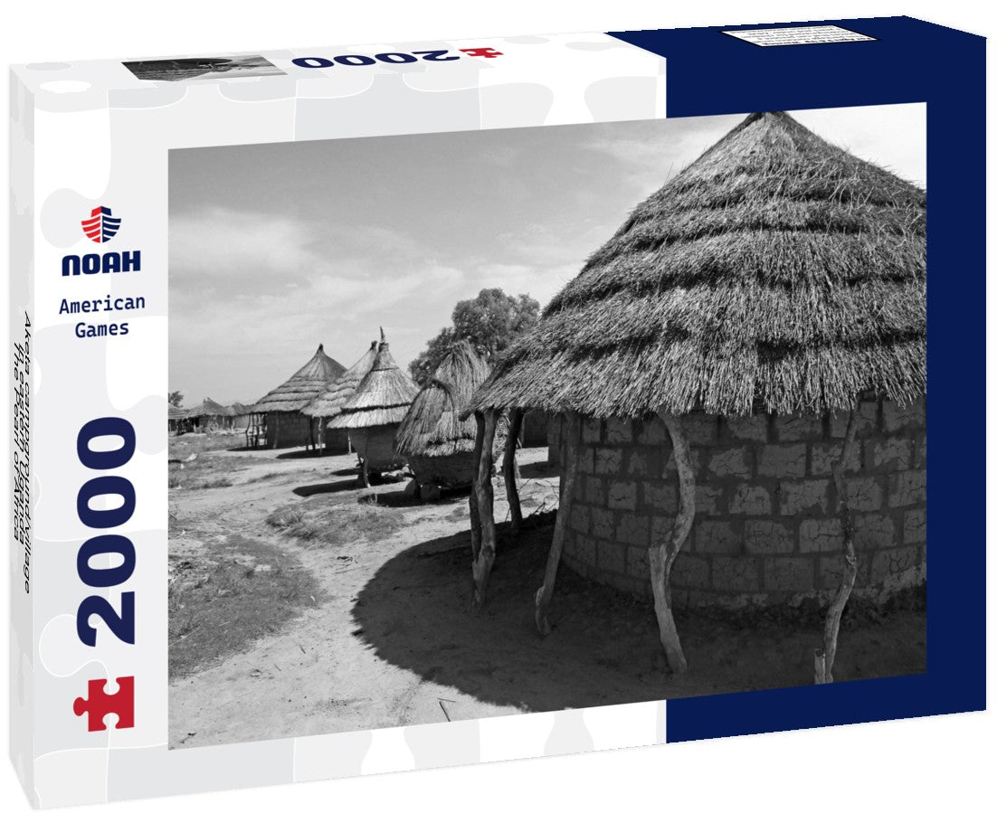 Noah Jigsaw Puzzle Aketa campground/village in eastern Uganda - The Pearl of Africa in black white 2000 pieces