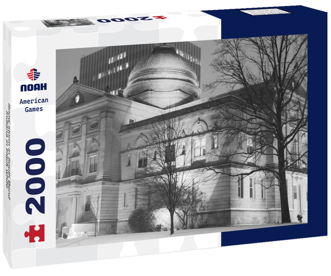 Noah Jigsaw Puzzle Snow storm in South Bend, Indiana in black white 2000 pieces