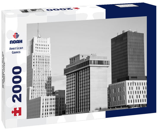 Noah Jigsaw Puzzle Akron, Ohio - afternoon skyline of the city in black white 2000 pieces