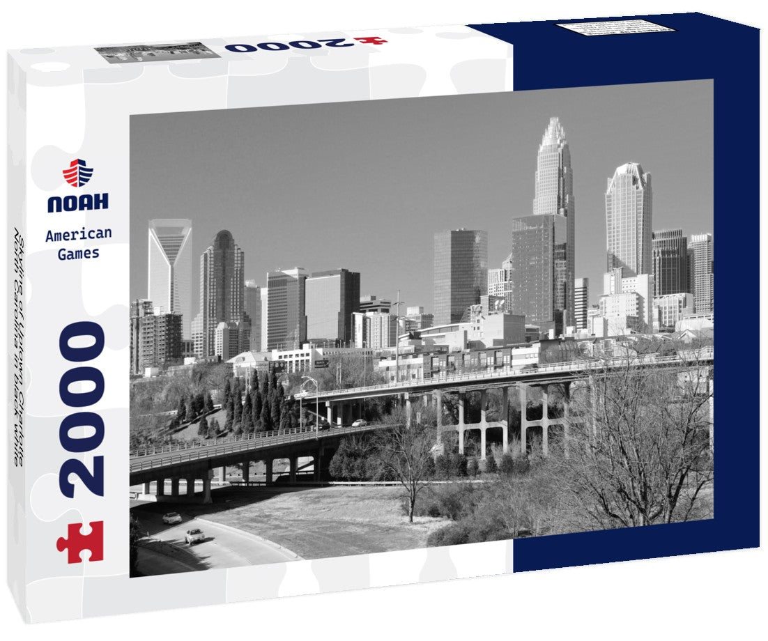 Noah Jigsaw Puzzle Skyline of Uptown Charlotte, North Carolina in black white 2000 pieces