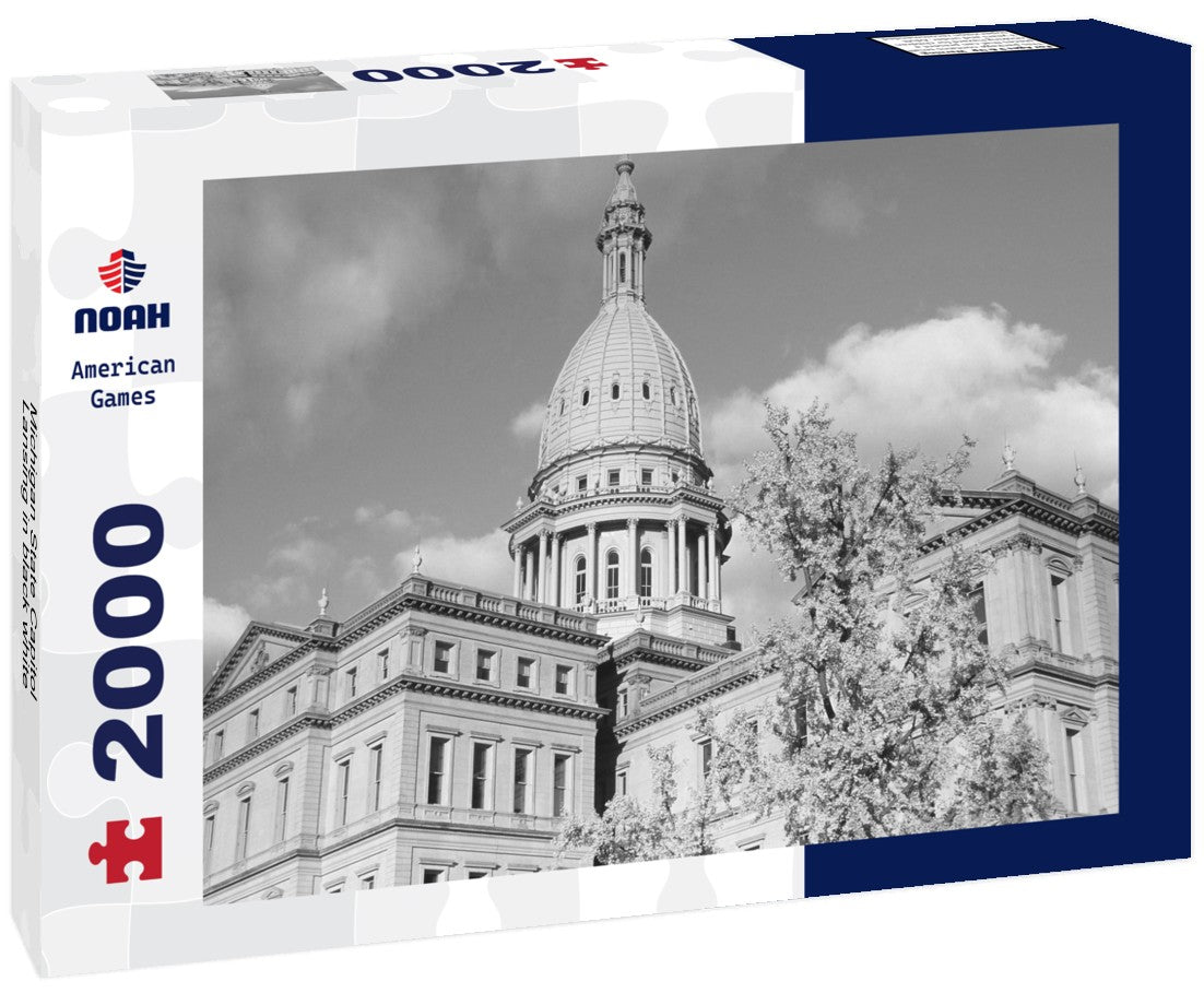 Noah Jigsaw Puzzle Michigan State Capitol, Lansing in black white 2000 pieces