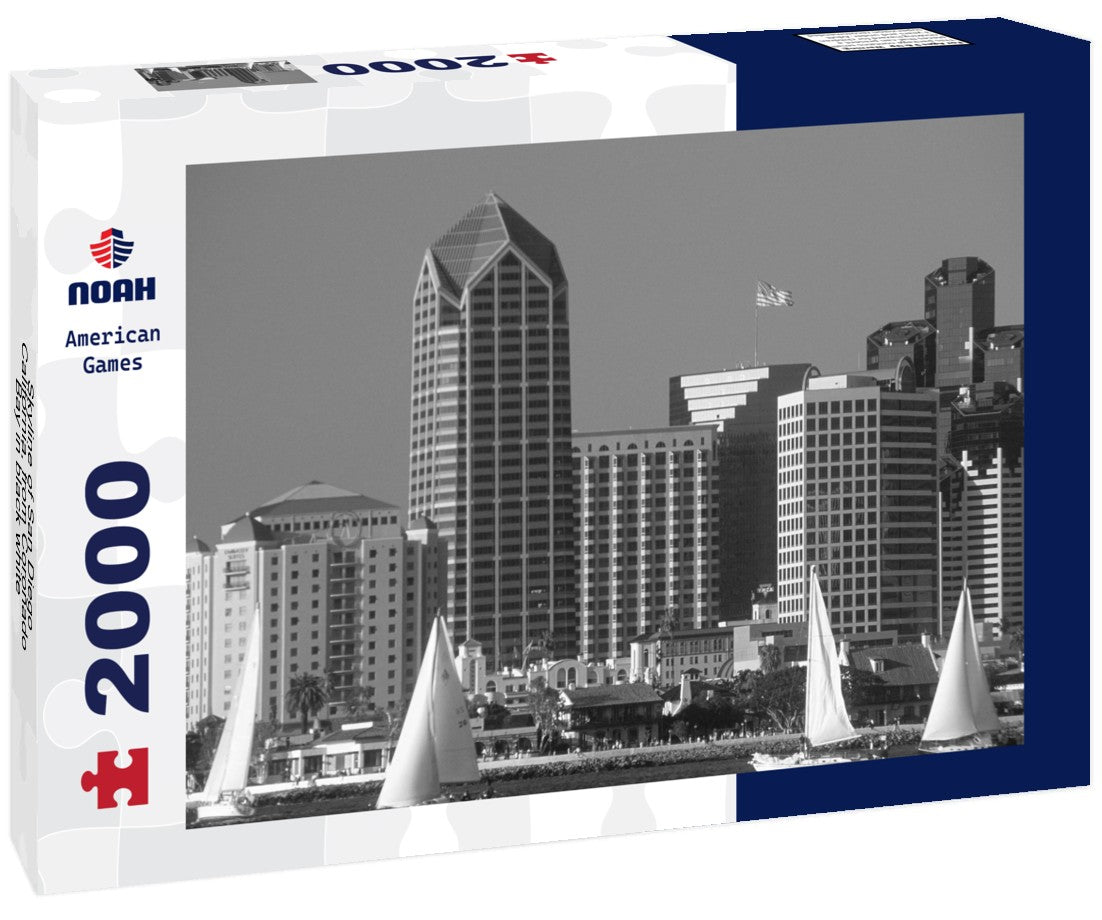 Noah Jigsaw Puzzle Skyline of San Diego, California, from Coronado Bay in black white 2000 pieces