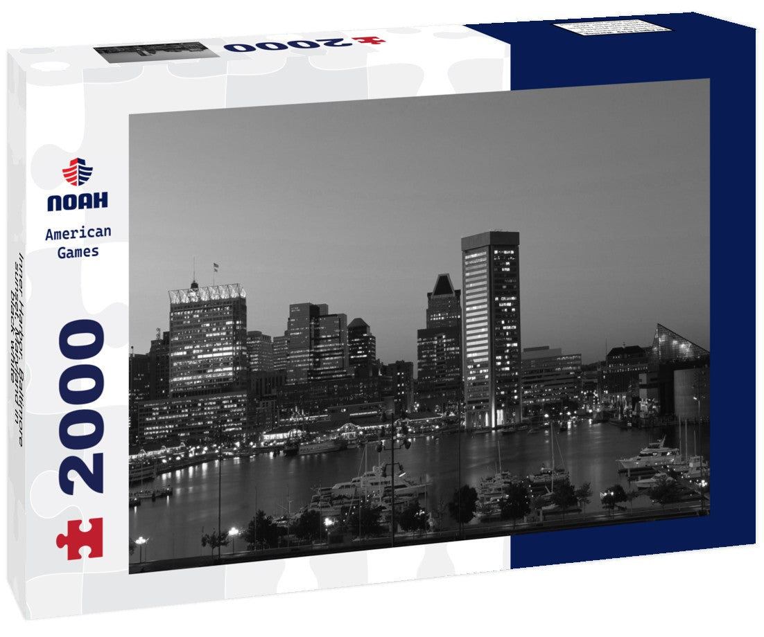 Noah Jigsaw Puzzle Inner Harbor, Baltimore, sunset, Maryland in black white 2000 pieces