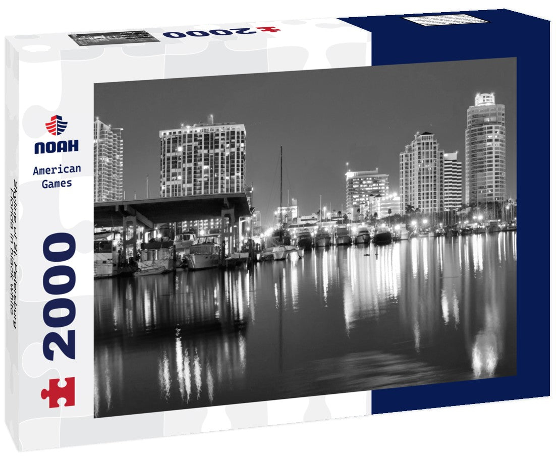 Noah Jigsaw Puzzle Skyline of St. Petersburg, Florida in black white 2000 pieces