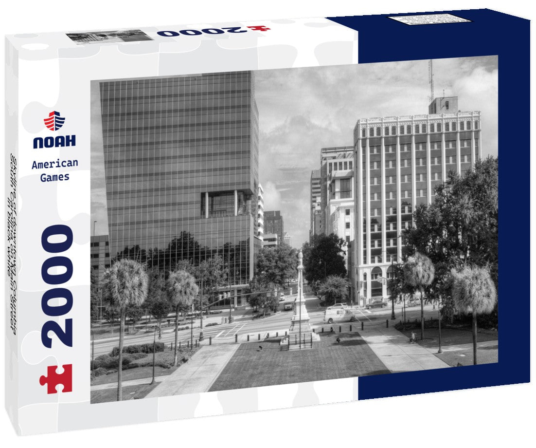 Noah Jigsaw Puzzle Skyline of downtown Columbia, South Carolina on Main Street in black white 2000 pieces
