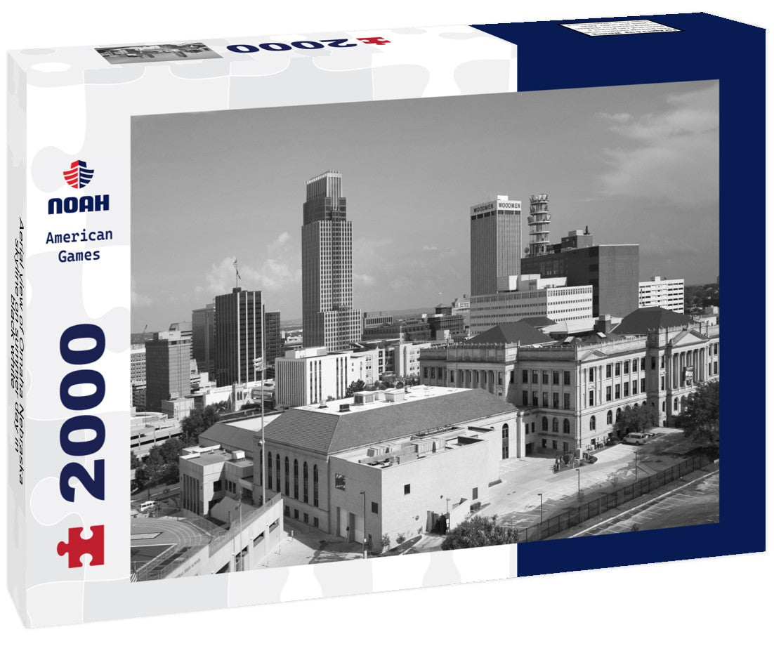 Noah Jigsaw Puzzle Aerial view of Omaha Nebraska skyline on summer day in black white 2000 pieces