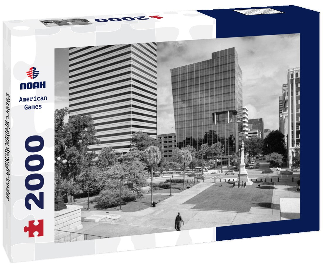 Noah Jigsaw Puzzle Skyline of downtown Columbia, South Carolina on Main Street in black white 2000 pieces
