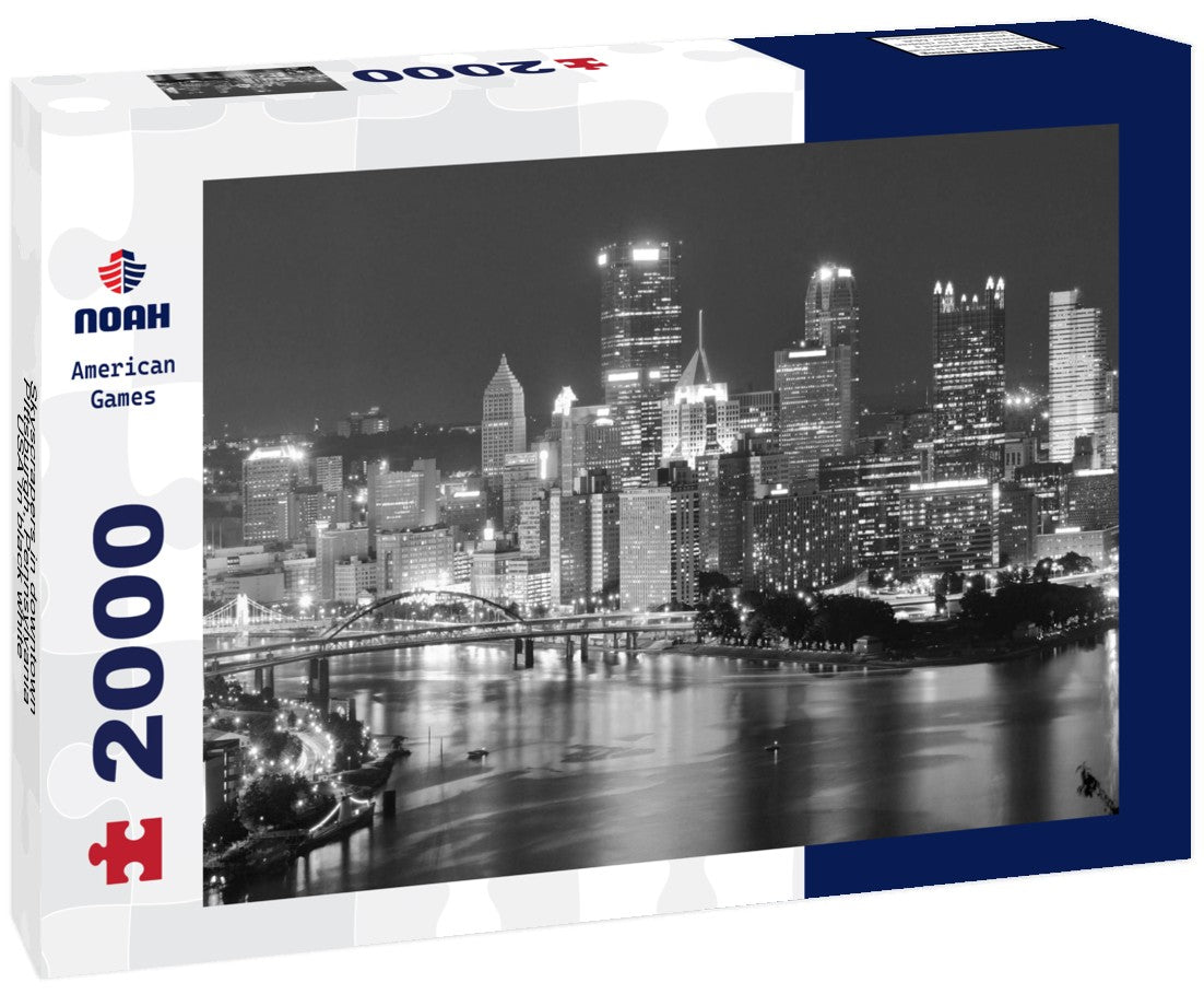 Noah Jigsaw Puzzle Skyscrapers in downtown PIttsburgh, Pennsylvania, USA in black white 2000 pieces