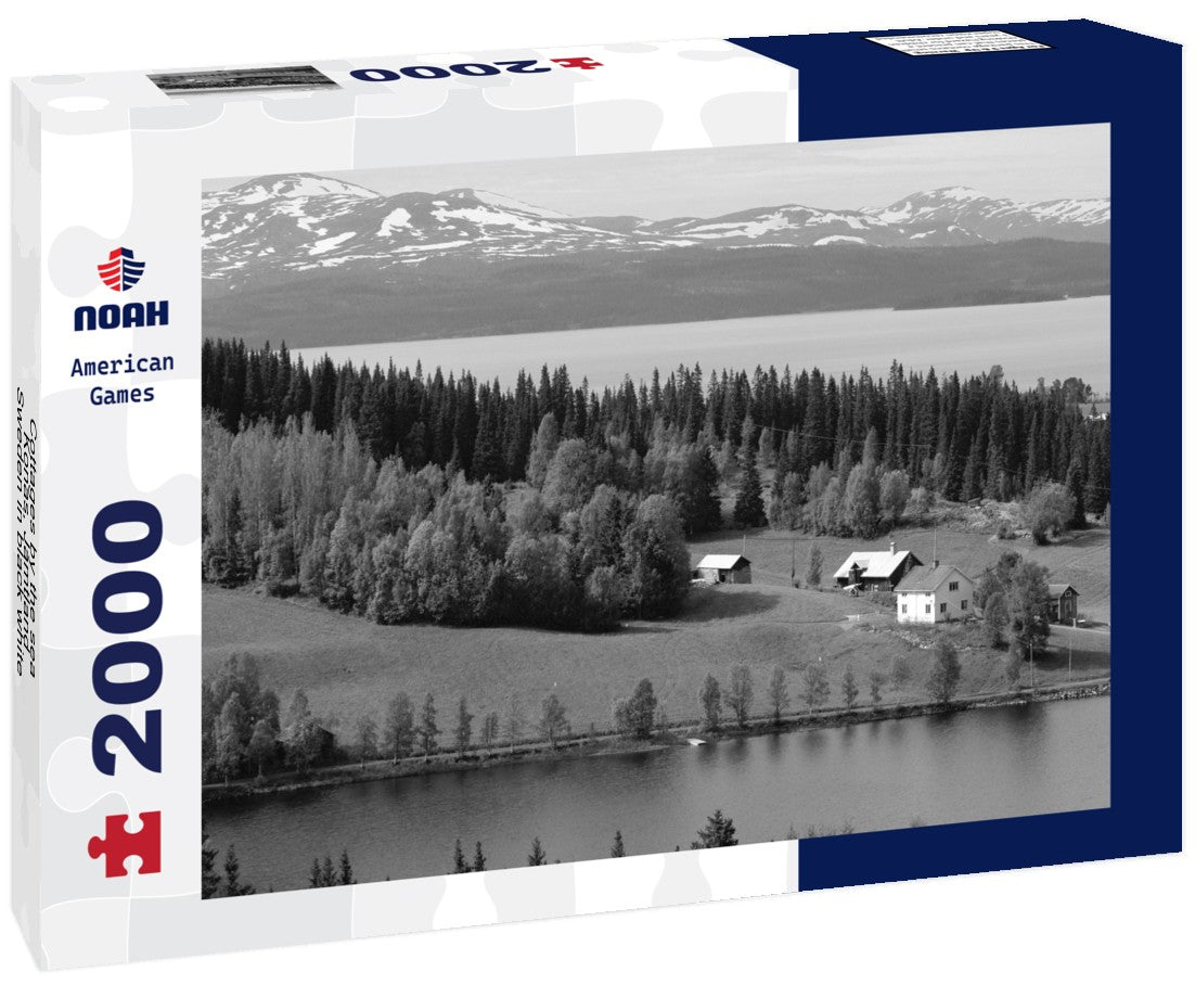 Noah Jigsaw Puzzle Cottages by the sea, Konas, Jamtland, Sweden in black white 2000 pieces