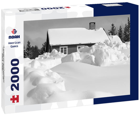 Noah Jigsaw Puzzle A snow-covered cottage, Jamtland, Sweden in black white 2000 pieces