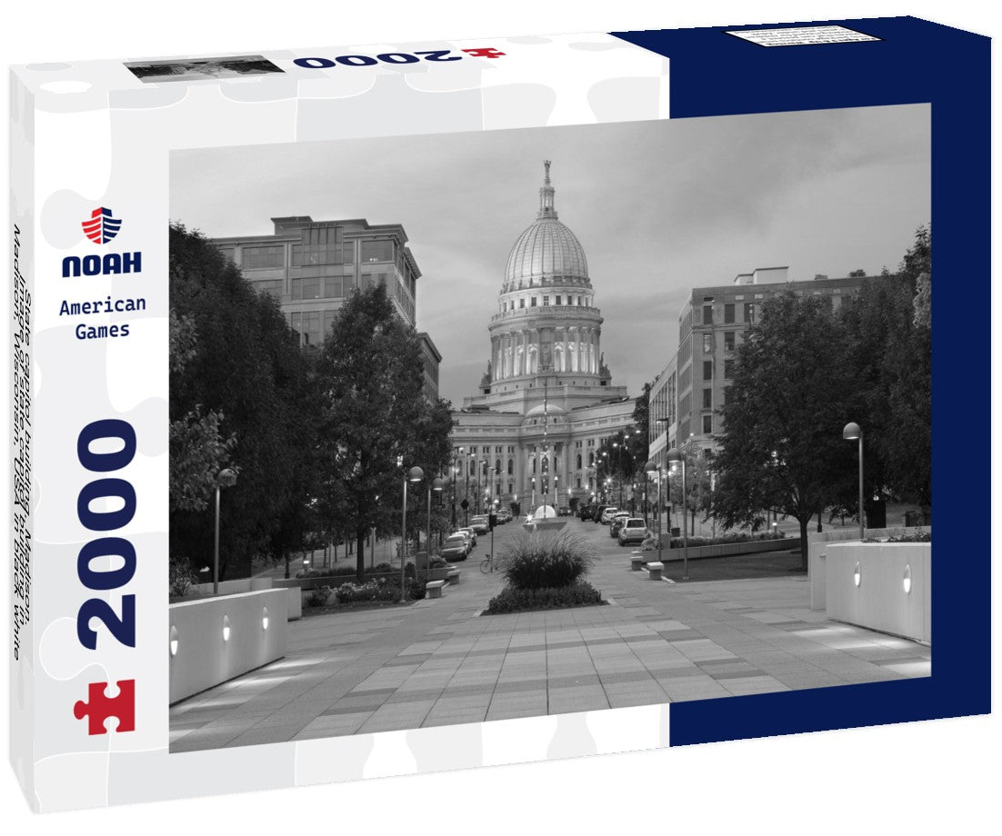 Noah Jigsaw Puzzle State capitol building, Madison. Image of state capitol building in Madison, Wisconsin, USA in black white 2000 pieces