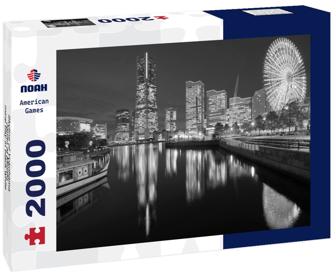 Noah Jigsaw Puzzle Skyline of Yokohama, Japan at Minato-mirai bay in black white 2000 pieces