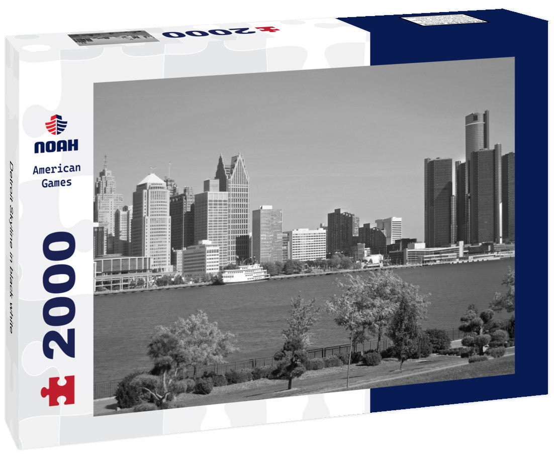 Noah Jigsaw Puzzle Detroit Skyline in black white 2000 pieces