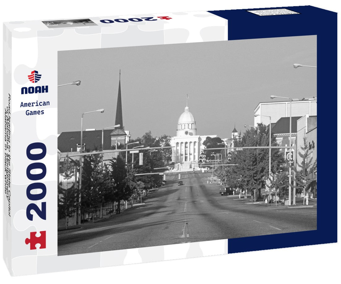 Noah Jigsaw Puzzle Road leading to the State Capitol of Alabama, Montgomery, Alabama in black white 2000 pieces
