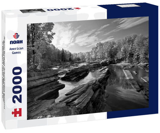 Noah Jigsaw Puzzle Autumn Bonanza Autumn colors surround Bonanza Falls on the Big Iron River in Michigan's Upper Peninsula in black white 2000 pieces