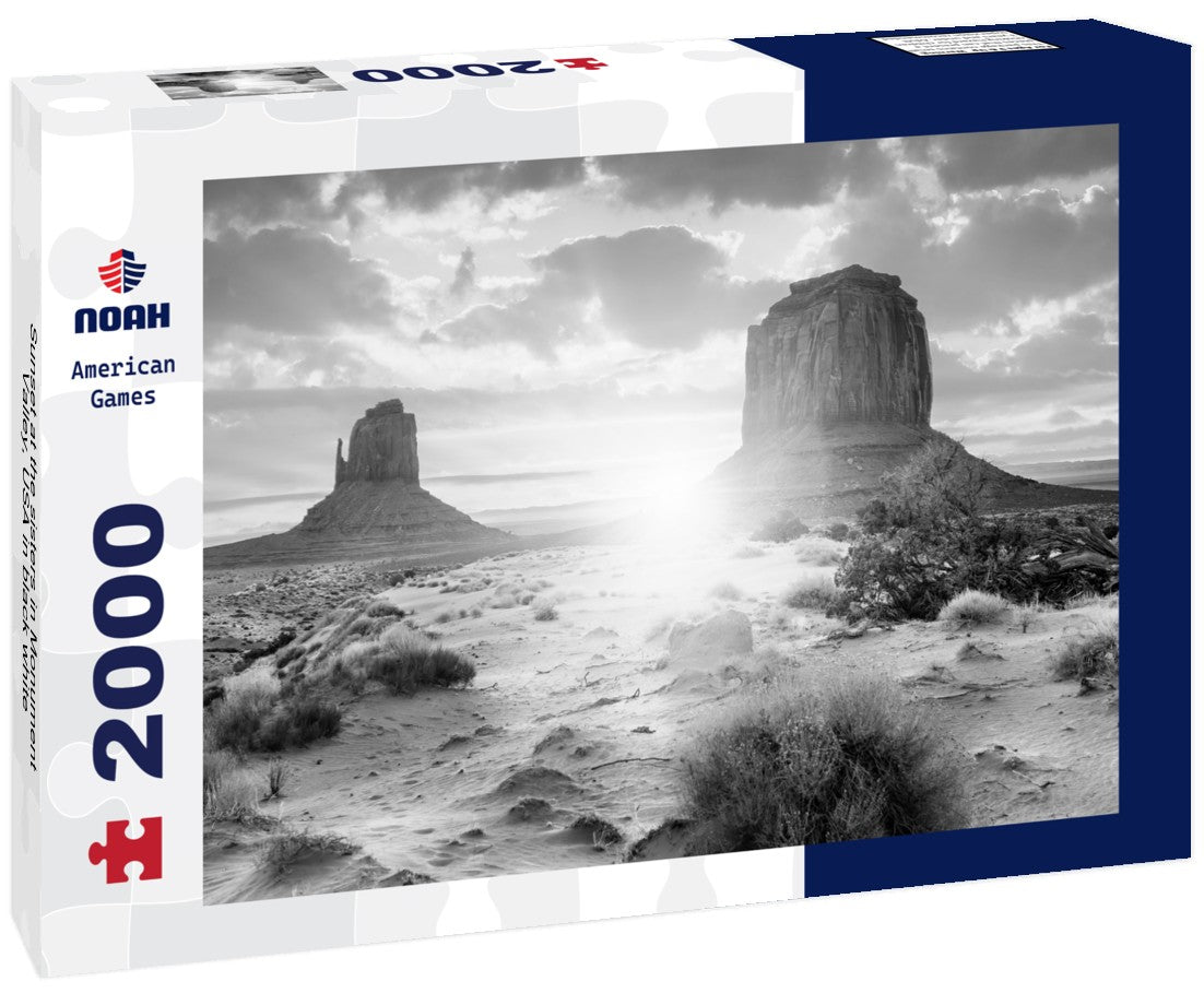 Noah Jigsaw Puzzle Sunset at the sisters in Monument Valley, USA in black white 2000 pieces
