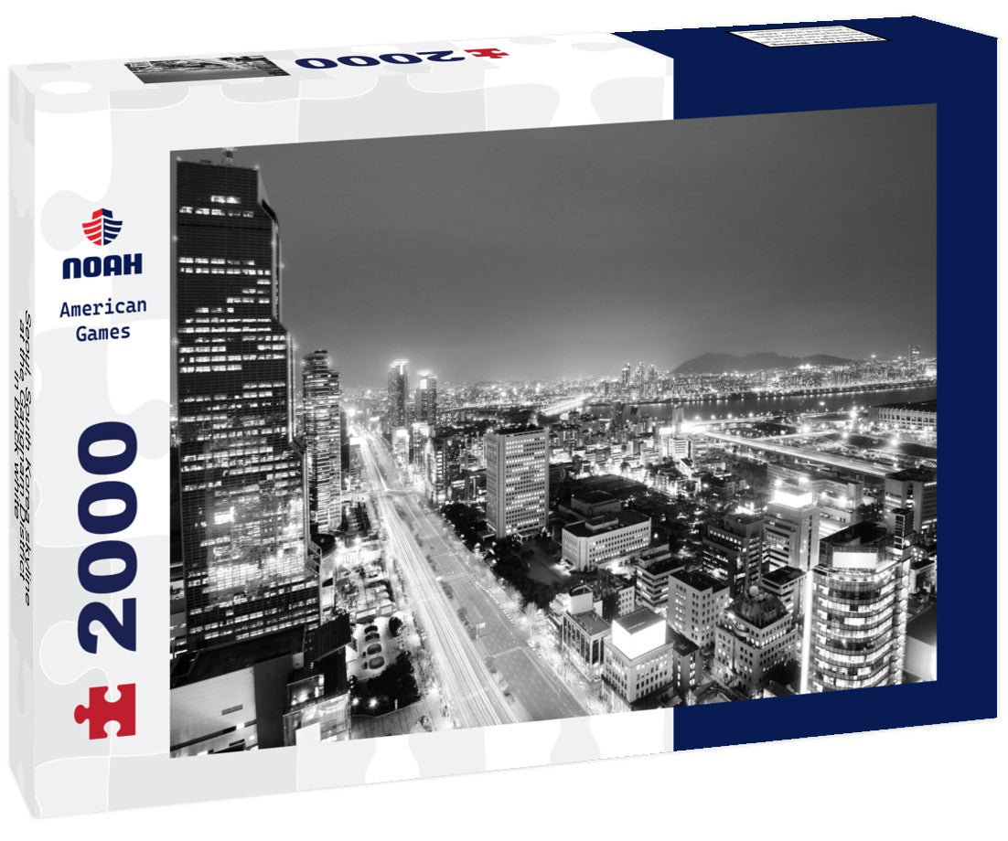 Noah Jigsaw Puzzle Seoul, South Korea skyline at the Gangnam District in black white 2000 pieces