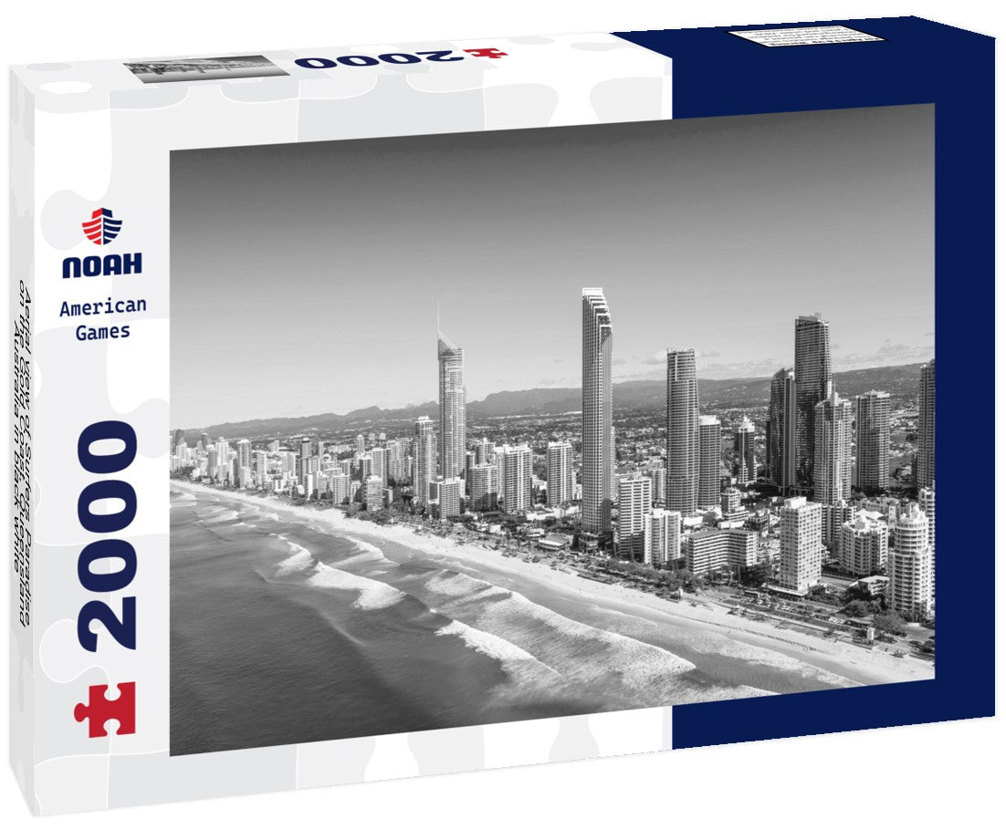 Noah Jigsaw Puzzle Aerial view of Surfers Paradise on the Gold Coast, Queensland, Australia in black white 2000 pieces