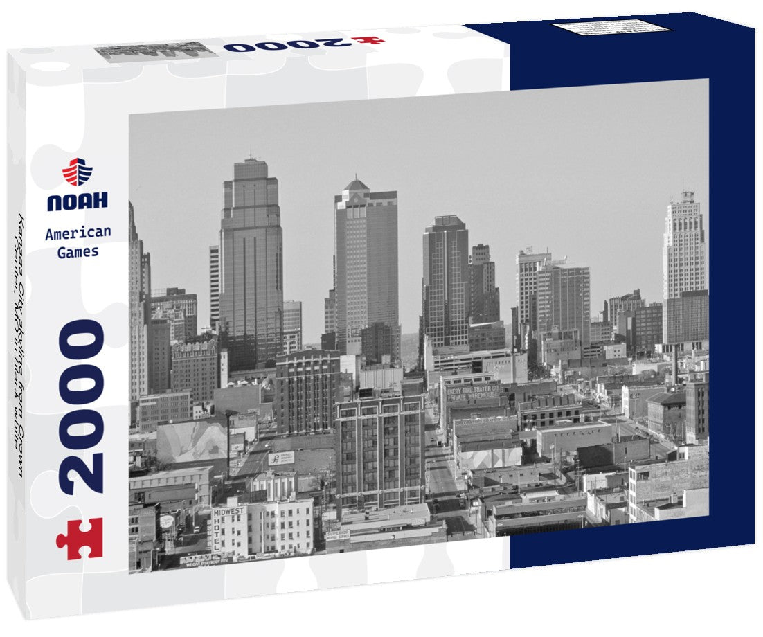 Noah Jigsaw Puzzle Kansas City skyline from Crown Center, MO in black white 2000 pieces