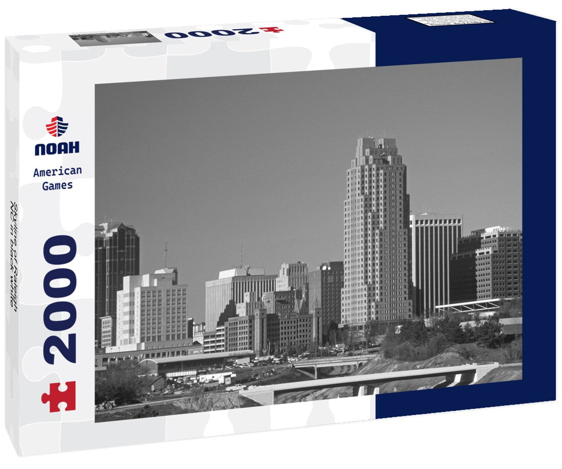 Noah Jigsaw Puzzle Skyline of Raleigh, NC in black white 2000 pieces