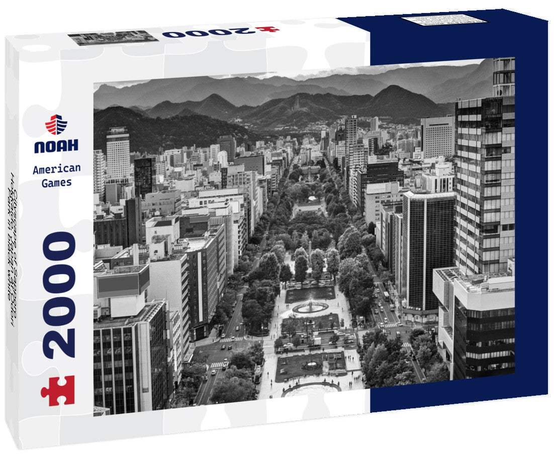 Noah Jigsaw Puzzle Cityscape of Sapporo, Hokkaido, Japan at Odori Park in black white 2000 pieces