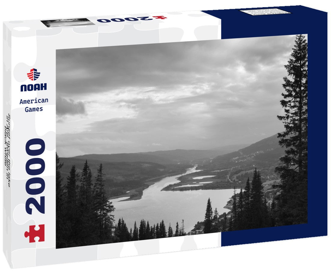 Noah Jigsaw Puzzle Sunset over the lake in Åre, Sweden in black white 2000 pieces