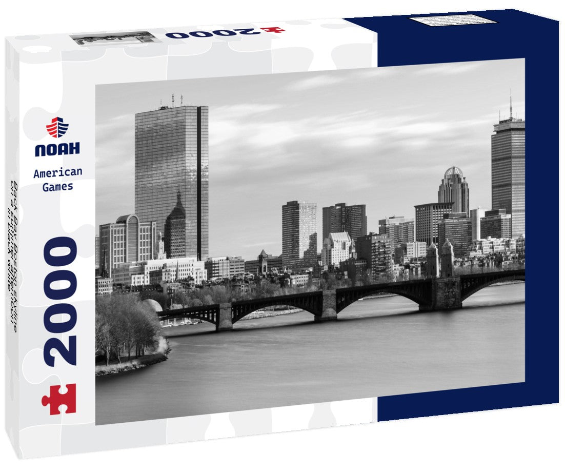 Noah Jigsaw Puzzle Back Bay Boston skyline on a summer afternoon in black white 2000 pieces