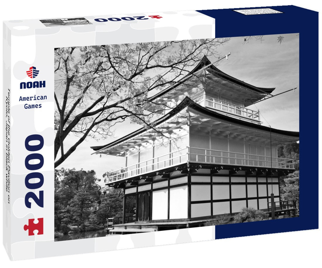Noah Jigsaw Puzzle Temple of the Golden Pavilion on Kyoto, Japan in black white 2000 pieces