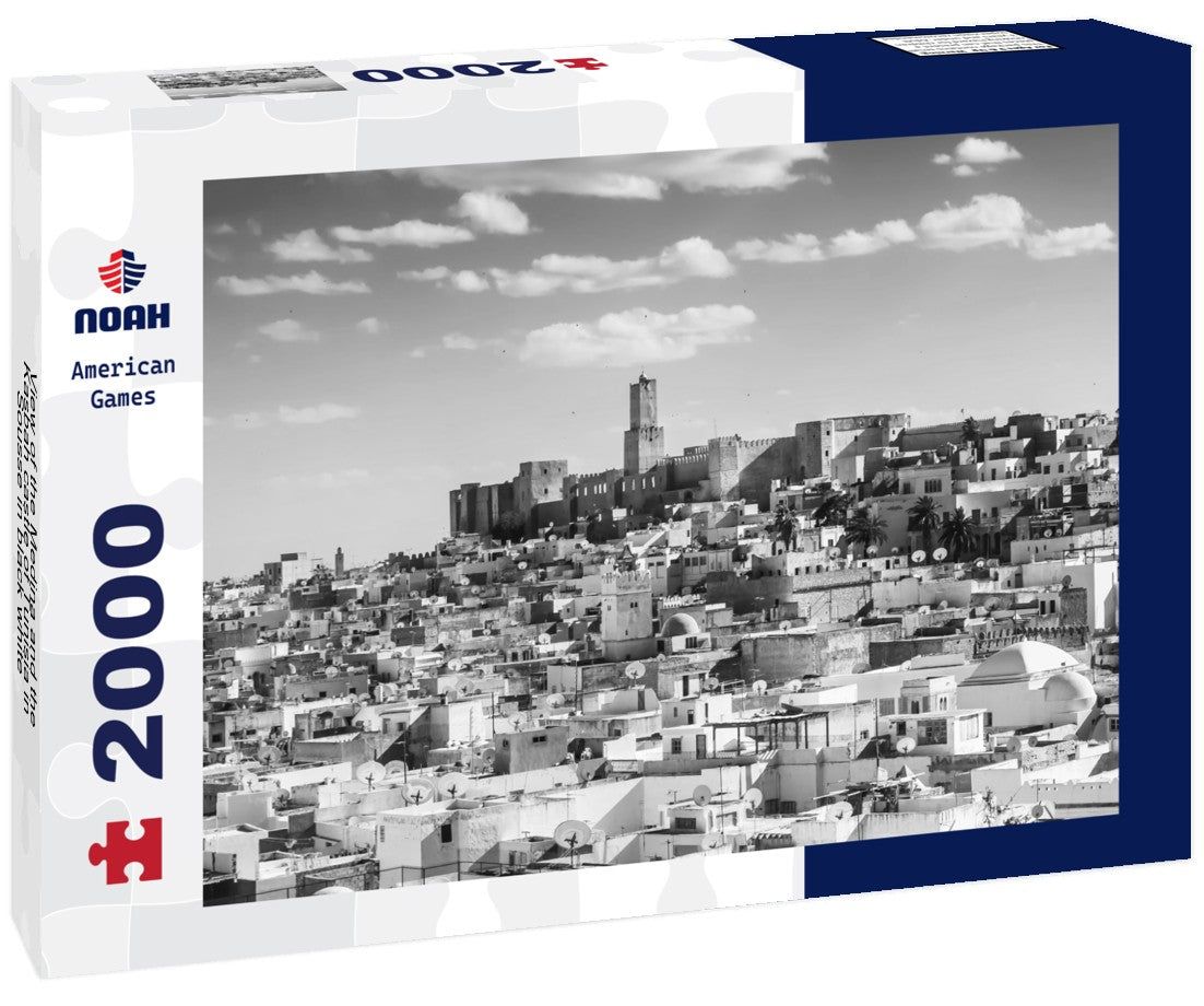 Noah Jigsaw Puzzle View of the Medina and the Kasbah castle of Tunisia in Sousse in black white 2000 pieces