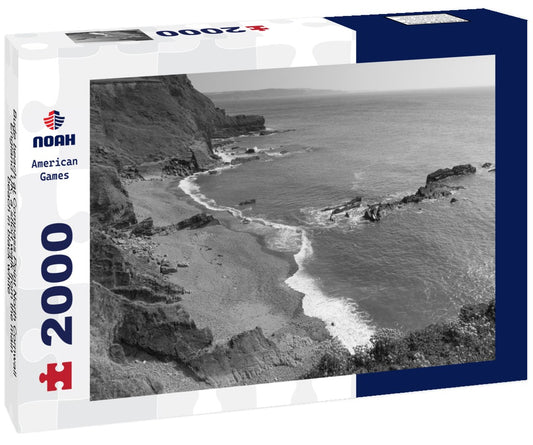 Noah Jigsaw Puzzle Bude beach at Compass Point North Cornwall England UK, a short walk from the main beach in black white 2000 pieces