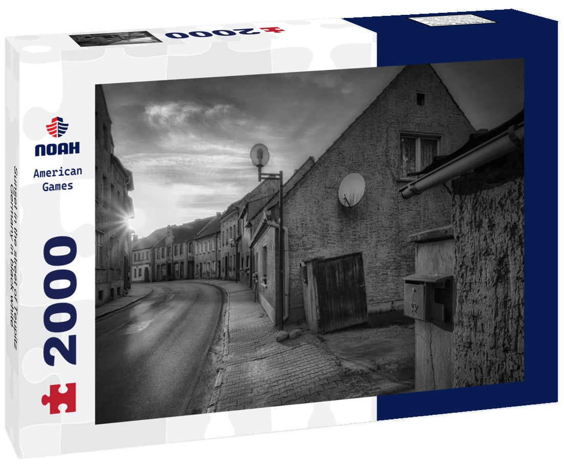 Noah Jigsaw Puzzle Sunset in the street of Teupitz, Germany in black white 2000 pieces
