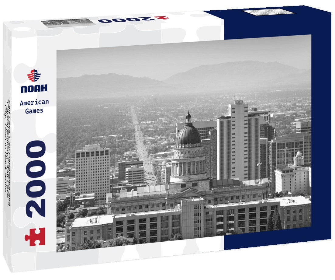 Noah Jigsaw Puzzle Salt Lake City Panorama and Capital Building. Salt Lake City, Utah in black white 2000 pieces