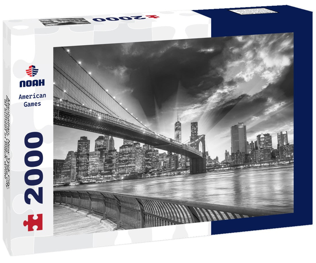Noah Jigsaw Puzzle Manhattan, New York City. Spectacular view of the city at sunset in black white 2000 pieces