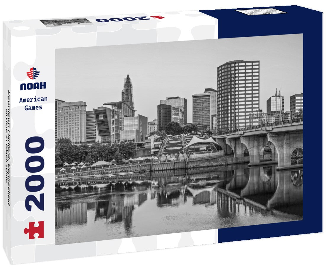 Noah Jigsaw Puzzle Downtown Hartford, Connecticut skyline in black white 2000 pieces