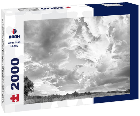 Noah Jigsaw Puzzle A beautiful epic sunset with blue sky behind colorful majestic clouds. A scenic landscape looking west to the Colorado Rocky Mountains in Boulder County where the sky meets the land in black white 2000 pieces
