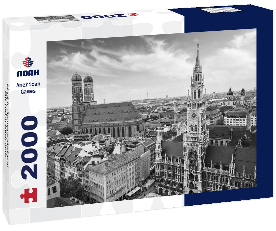 Noah Jigsaw Puzzle Munich, Germany skyline at City Hall in black white 2000 pieces