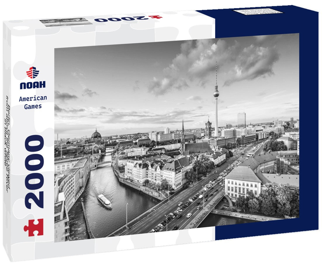 Noah Jigsaw Puzzle Berlin, Germany viewed from above the Spree River in black white 2000 pieces