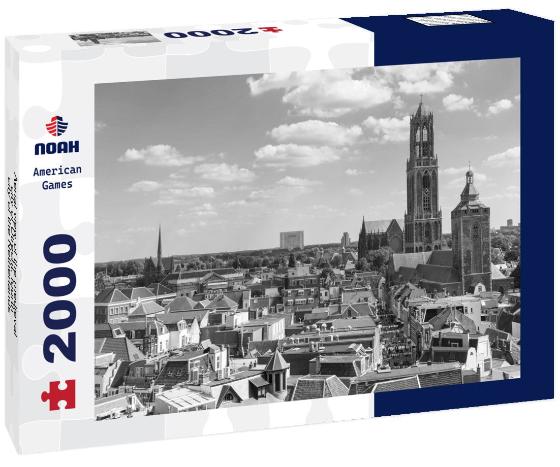 Noah Jigsaw Puzzle Aerial view of the medieval city of Utrecht, fourth city of the Netherlands in black white 2000 pieces