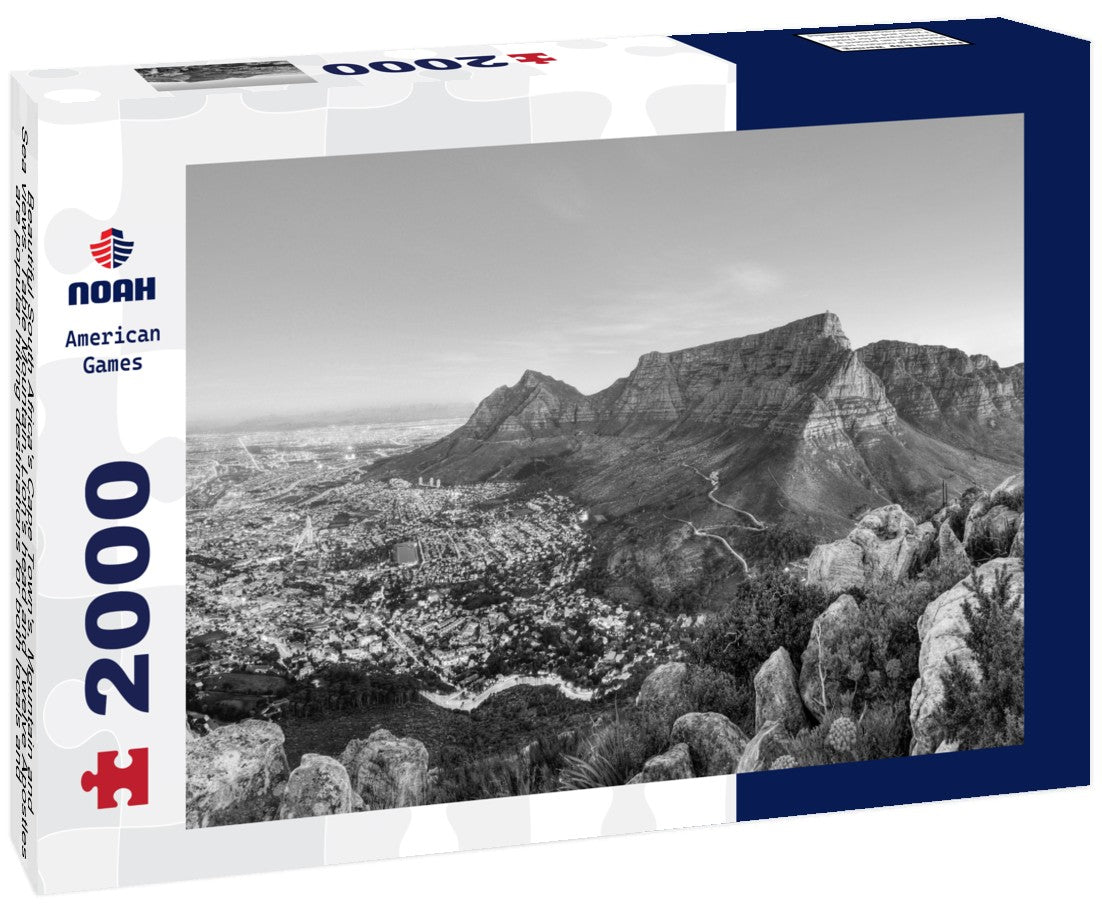 Noah Jigsaw Puzzle Beautiful South Africa's Cape Town's, Mountain and Sea views. Table Mountain, Lion's head and Twelve Apostles are popular hiking destinations for both locals and tourists all year round in black white 2000 pieces