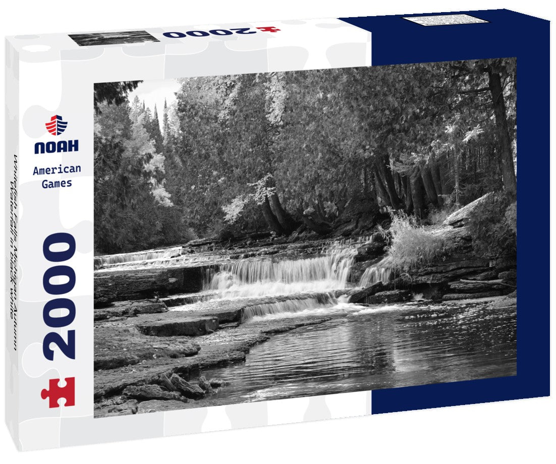 Noah Jigsaw Puzzle Whitefish Falls Michigan Autumn Waterfall in black white 2000 pieces