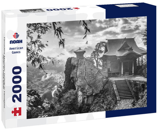Noah Jigsaw Puzzle Yamadera Mountain Temple in Yamagata, Japan in black white 2000 pieces
