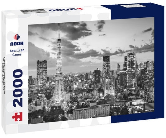 Noah Jigsaw Puzzle Tokyo, Japan skyline at Tokyo Tower in black white 2000 pieces