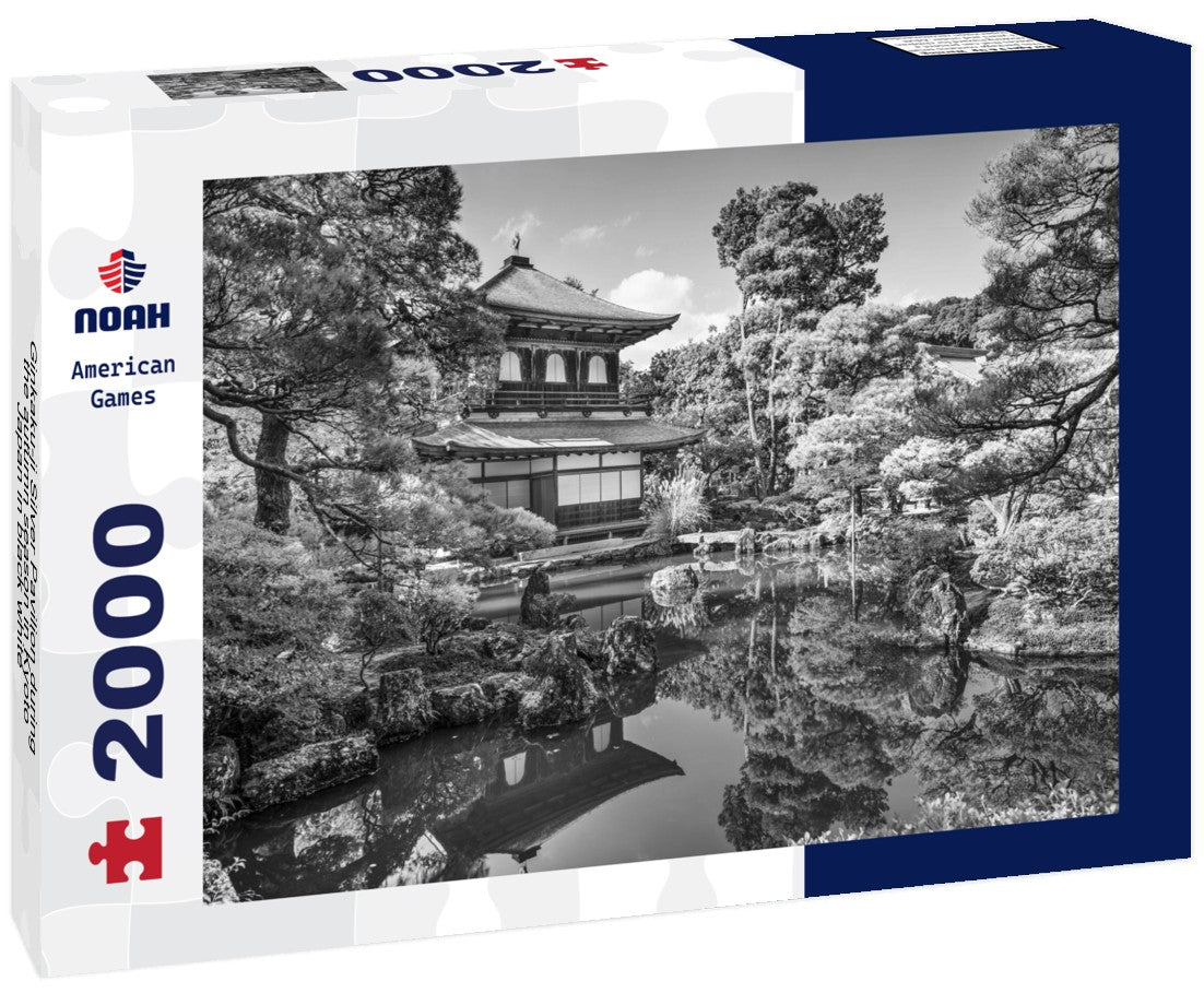 Noah Jigsaw Puzzle Ginkaku-ji Silver Pavilion during the autumn season in Kyoto, Japan in black white 2000 pieces