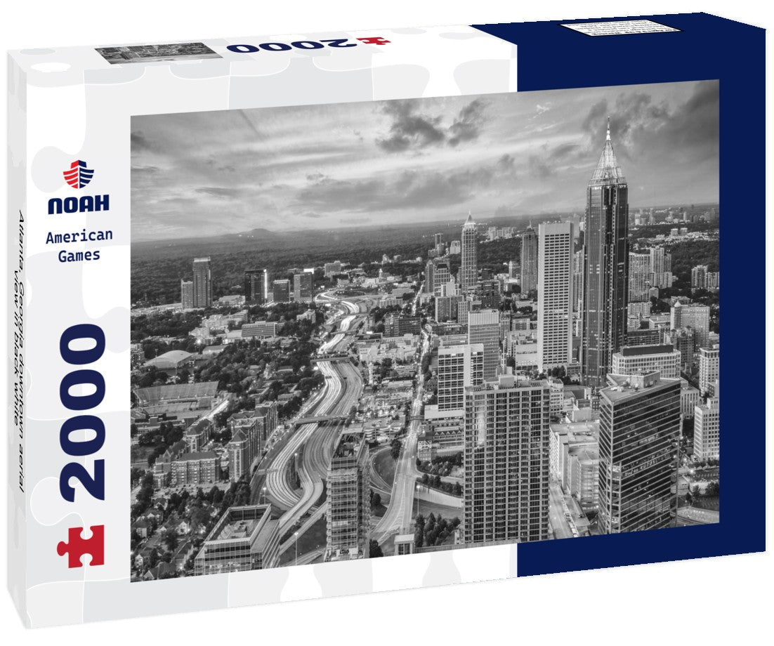 Noah Jigsaw Puzzle Atlanta, Georgia downtown aerial view in black white 2000 pieces