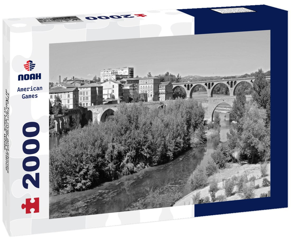 Noah Jigsaw Puzzle The Tarn river and stones at Albi in southern France in black white 2000 pieces
